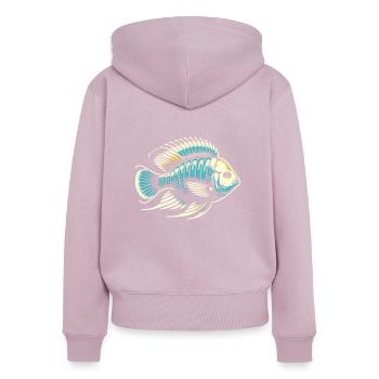 Buntbarsch Fischliebhaber Süßwasser Aquaristik Aquarium - Frauen Premium Bio Zip Hoodie - Altrosa - Hinten - Julia (174cm)