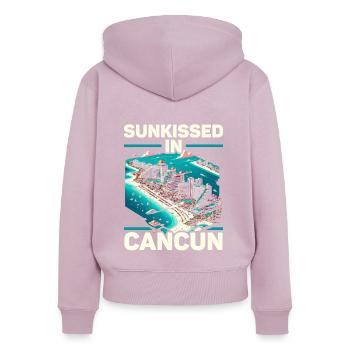 Cancún Mexique Pride Vacances Mexique Voyage Mexicain - Sweat à capuche zippé Premium bio Femme - rose poudré - Dos - Julia (174cm)