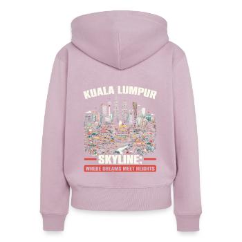 Kuala Lumpur Malaisie Voyage Vacances Malaisien - Sweat à capuche zippé Premium bio Femme - rose poudré - Dos - Julia (174cm)