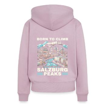 Salzburg Österreich Reisen Urlaubsland Österreich - Frauen Premium Bio Zip Hoodie - Altrosa - Hinten - Julia (174cm)