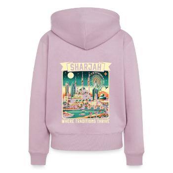 Sharjah Vereinigte Arabische Emirate Reisen Vereinigte Arabische Emirate - Frauen Premium Bio Zip Hoodie - Altrosa - Hinten - Julia (174cm)