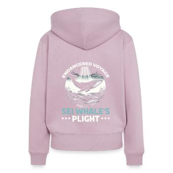 Gefährdete Arten Seiwal Tierrechte - Frauen Premium Bio Zip Hoodie - Altrosa - Hinten - Julia (174cm)