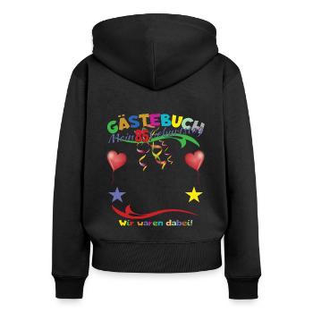 85. Geburtstag Mann und Frau Gästebuch - Frauen Premium Bio Zip Hoodie - Schwarz - Hinten - Julia (174cm)