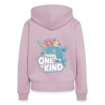 Amoureux du narval Licorne de l’animal marin Narval - Sweat à capuche zippé Premium bio Femme - rose poudré - Dos - Julia (174cm)