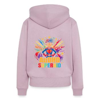 AuDHD Autisme TDAH Spectre autistique Neurodiversité - Sweat à capuche zippé Premium bio Femme - rose poudré - Dos - Julia (174cm)