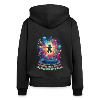AuDHD Autismus ADHS Autistisches Spektrum Neurodiversität - Frauen Premium Bio Zip Hoodie - Schwarz - Hinten - Julia (174cm)