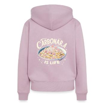 Nouilles carbonara Pâtes Nouilles Cuisine italienne - Sweat à capuche zippé Premium bio Femme - rose poudré - Dos - Julia (174cm)