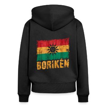 Taino-Indianer Puerto Rico Boricua Puerto-Ricaner - Frauen Premium Bio Zip Hoodie - Schwarz - Hinten - Julia (174cm)