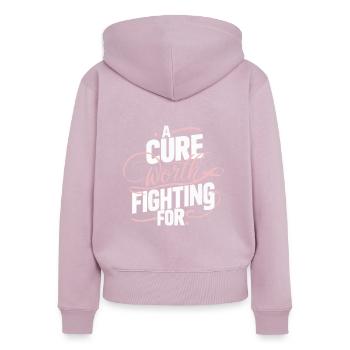 Breast Cancer Awareness Cancer Support Pink Ribbon - Women's Premium Organic Zip Hoodie - dusky pink - Back - Julia (174cm)