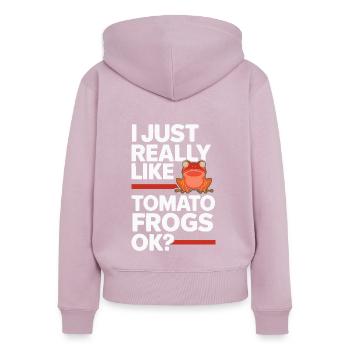 Tomato Frog Lover Animal Amphibian Froggy Toad - Women's Premium Organic Zip Hoodie - dusky pink - Back - Julia (174cm)