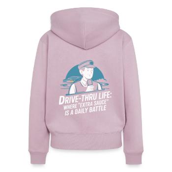 Drive Thru Operator Job Profession Fast Food - Women's Premium Organic Zip Hoodie - dusky pink - Back - Julia (174cm)