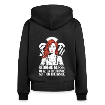 Readhead Krankenschwester Krankenhaus Rote Haare RN Ingwer Krankenpflege - Frauen Premium Bio Zip Hoodie - Schwarz - Hinten - Julia (174cm)