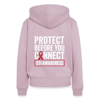STI Awareness Sexually Transmitted Infections - Women's Premium Organic Zip Hoodie - dusky pink - Back - Julia (174cm)