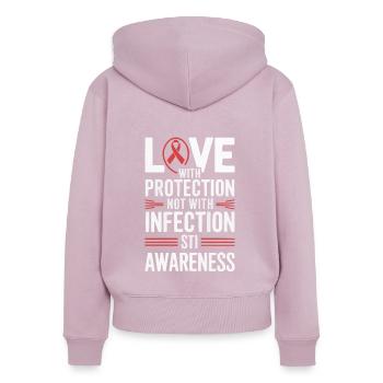 STI Awareness Sexually Transmitted Infections - Women's Premium Organic Zip Hoodie - dusky pink - Back - Julia (174cm)