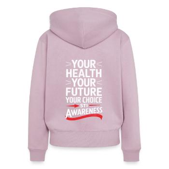 STI Awareness Sexually Transmitted Infections - Women's Premium Organic Zip Hoodie - dusky pink - Back - Julia (174cm)