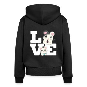 Liebe Hammy Hamster Besitzer Fluffy Nagetier Haustier Liebhaber - Frauen Premium Bio Zip Hoodie - Schwarz - Hinten - Julia (174cm)