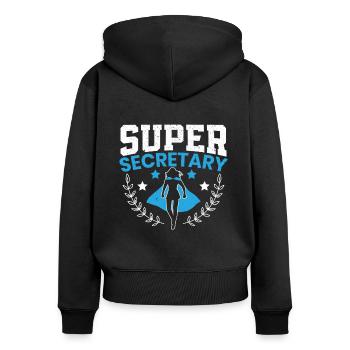 Super Secrétaire École d’adjoint administratif - Sweat à capuche zippé Premium bio Femme - noir - Dos - Julia (174cm)