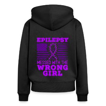 Epilepsie mit dem falschen Mädchen USA Flagge durcheinander gebracht - Frauen Premium Bio Zip Hoodie - Schwarz - Hinten - Julia (174cm)