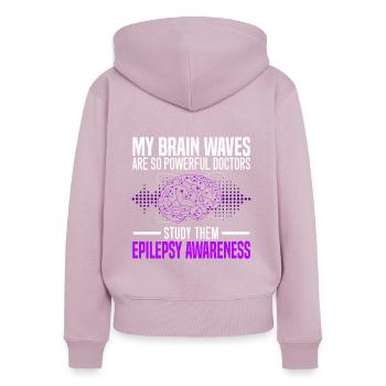 My Brain Waves Are So Powerful Doctors Study Them - Women's Premium Organic Zip Hoodie - dusky pink - Back - Julia (174cm)
