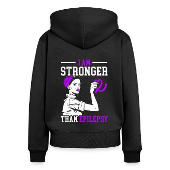 Ich bin stärker als Epilepsie Epileptische Epilepsie - Frauen Premium Bio Zip Hoodie - Schwarz - Hinten - Julia (174cm)