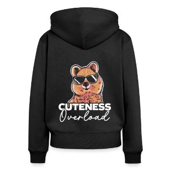 Niedlichkeit Überlastung Quokka Wallaby Beuteltier - Frauen Premium Bio Zip Hoodie - Schwarz - Hinten - Julia (174cm)