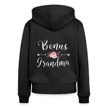 Bonus Oma Großmutter Großelterntag - Frauen Premium Bio Zip Hoodie - Schwarz - Hinten - Julia (174cm)