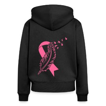Brustkrebs Bewusstsein Kampf Krebs Chemotherapie - Frauen Premium Bio Zip Hoodie - Schwarz - Hinten - Julia (174cm)