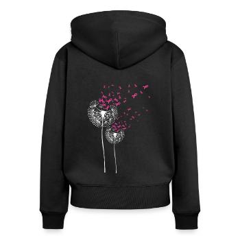 Mois de la sensibilisation au cancer du sein Combattre le cancer Chimio - Sweat à capuche zippé Premium bio Femme - noir - Dos - Julia (174cm)