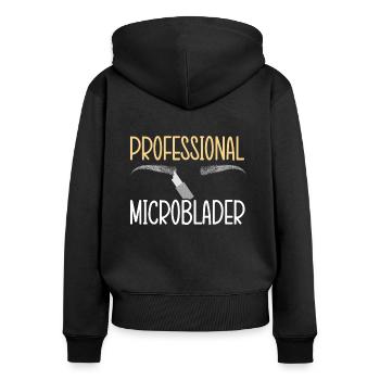 Expert professionnel microblader Brow Artist Lash Expert - Sweat à capuche zippé Premium bio Femme - noir - Dos - Julia (174cm)