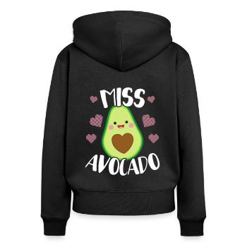 Miss Avocado Vegetarian Guacamole Avocado Queen - Women's Premium Organic Zip Hoodie - black - Back - Julia (174cm)
