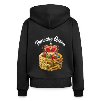Pancake Queen Breakfast Food Foodie Pancake Maker - Women's Premium Organic Zip Hoodie - black - Back - Julia (174cm)