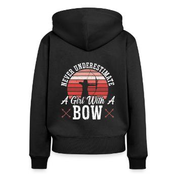 Bogenschießen Mädchen Bogenschütze Schießen Pfeil Bogen Bogen Frau - Frauen Premium Bio Zip Hoodie - Schwarz - Hinten - Julia (174cm)