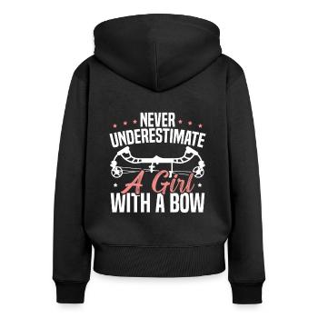 Bogenschießen Mädchen Bogenschütze Schießen Pfeil Bogen Bogen Frau - Frauen Premium Bio Zip Hoodie - Schwarz - Hinten - Julia (174cm)