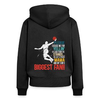 Basketball Mama Player Hoop Junkie Fête des mères Maman - Sweat à capuche zippé Premium bio Femme - noir - Dos - Julia (174cm)