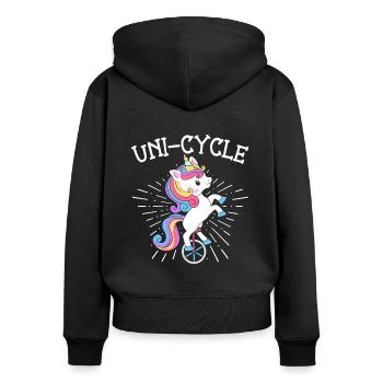 Licorne Monocycle Unicycle Balancing Unicycliste - Sweat à capuche zippé Premium bio Femme - noir - Dos - Julia (174cm)