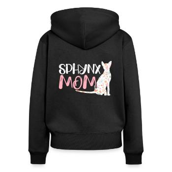 Sphynx Mom Cat Owner Feline Lover Hairless Kitty - Women's Premium Organic Zip Hoodie - black - Back - Julia (174cm)