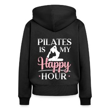 Pilates ist mein Happy Hour Fitness Übungstraining - Frauen Premium Bio Zip Hoodie - Schwarz - Hinten - Julia (174cm)