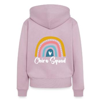 Chiro Squad Chiropraticien Chiropraticien Médecin osseux - Sweat à capuche zippé Premium bio Femme - rose poudré - Dos - Julia (174cm)