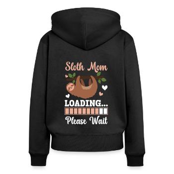 Faultier Mama Loading Arboreal Wildlife Herbivore - Frauen Premium Bio Zip Hoodie - Schwarz - Hinten - Julia (174cm)