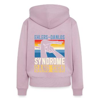 Ehlers-Danlos-Syndrom Bandenzeichen EDS HSD - Frauen Premium Bio Zip Hoodie - Altrosa - Hinten - Julia (174cm)