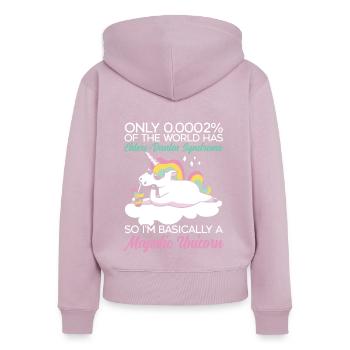 Einhornliebhaber Ehlers-Danlos EDS und HSD Awareness - Frauen Premium Bio Zip Hoodie - Altrosa - Hinten - Julia (174cm)