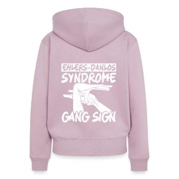 Ehlers-Danlos-Syndrom Bandenzeichen EDS HSD - Frauen Premium Bio Zip Hoodie - Altrosa - Hinten - Julia (174cm)