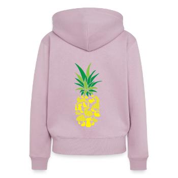 Amoureux de l’ananas Bonjour Vacances d’été Propriétaire de lapin - Sweat à capuche zippé Premium bio Femme - rose poudré - Dos - Julia (174cm)