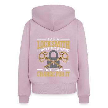 Ich bin ein Schließer Schließschloss Picking Schlüsselloch - Frauen Premium Bio Zip Hoodie - Altrosa - Hinten - Julia (174cm)