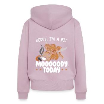 I'm A Bit Moody Today Scottist Highland Cow Lover - Women's Premium Organic Zip Hoodie - dusky pink - Back - Julia (174cm)