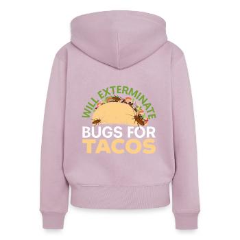 Exterminera les insectes pour la lutte antiparasitaire tacos - Sweat à capuche zippé Premium bio Femme - rose poudré - Dos - Julia (174cm)