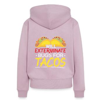 Exterminera les insectes pour la lutte antiparasitaire tacos - Sweat à capuche zippé Premium bio Femme - rose poudré - Dos - Julia (174cm)