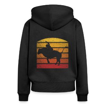 Retro Bull Rider Cowboy Western Rodeo Bull Riding - Women's Premium Organic Zip Hoodie - black - Back - Julia (174cm)