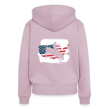 USA Flag Bull Rider Western Rodeo Bull Riding - Women's Premium Organic Zip Hoodie - dusky pink - Back - Julia (174cm)