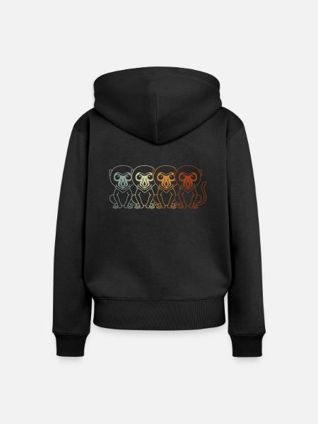 Retro Proboscis Affe Ape Tierpfleger - Frauen Premium Bio Zip Hoodie - Schwarz